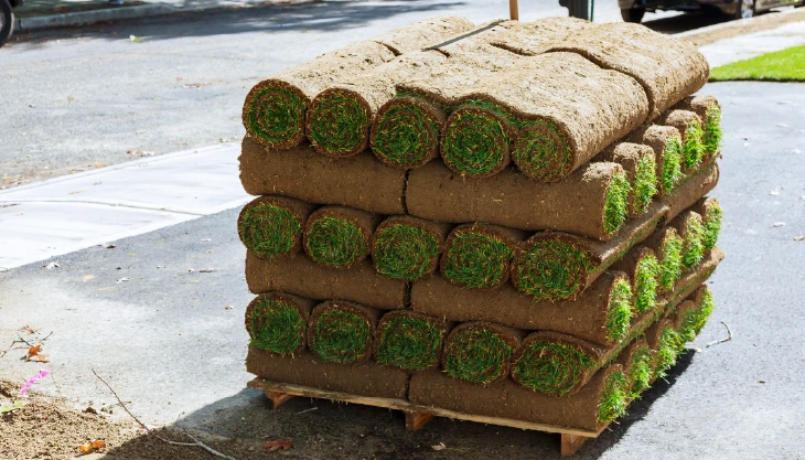 Fresh sod stacked on a pallet